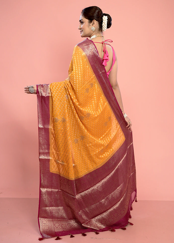 Yellow Georgette Saree With Blouse Piece - Indian Silk House Agencies