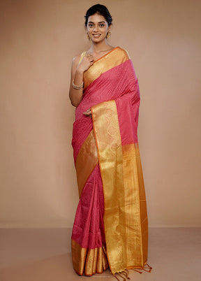 Pink Kanjivaram Silk Saree With Blouse Piece - Indian Silk House Agencies