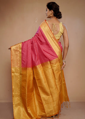 Pink Kanjivaram Silk Saree With Blouse Piece - Indian Silk House Agencies