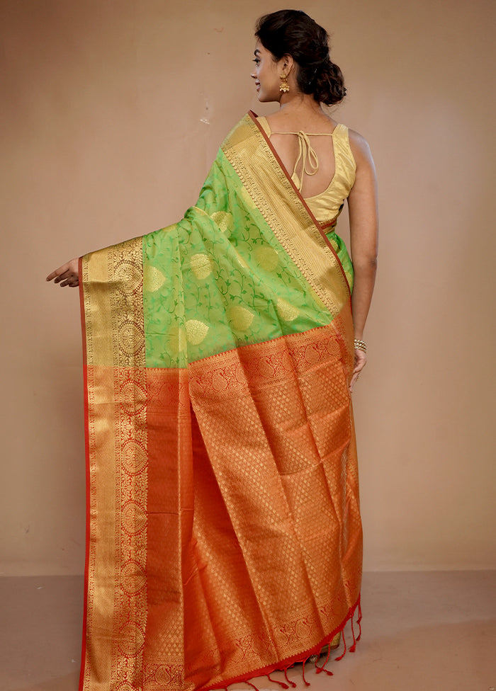 Green Kanjivaram Silk Saree With Blouse Piece - Indian Silk House Agencies