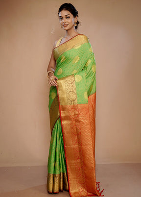 Green Kanjivaram Silk Saree With Blouse Piece - Indian Silk House Agencies