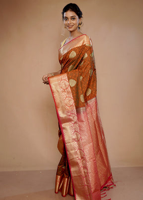 Orange Kanjivaram Silk Saree With Blouse Piece - Indian Silk House Agencies