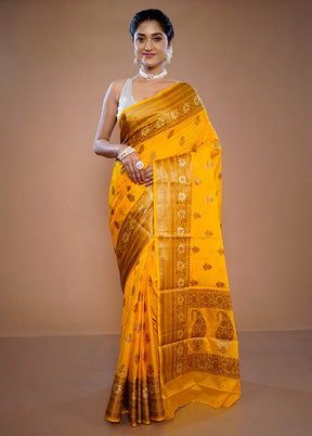 Yellow Tussar Silk Saree With Blouse Piece - Indian Silk House Agencies