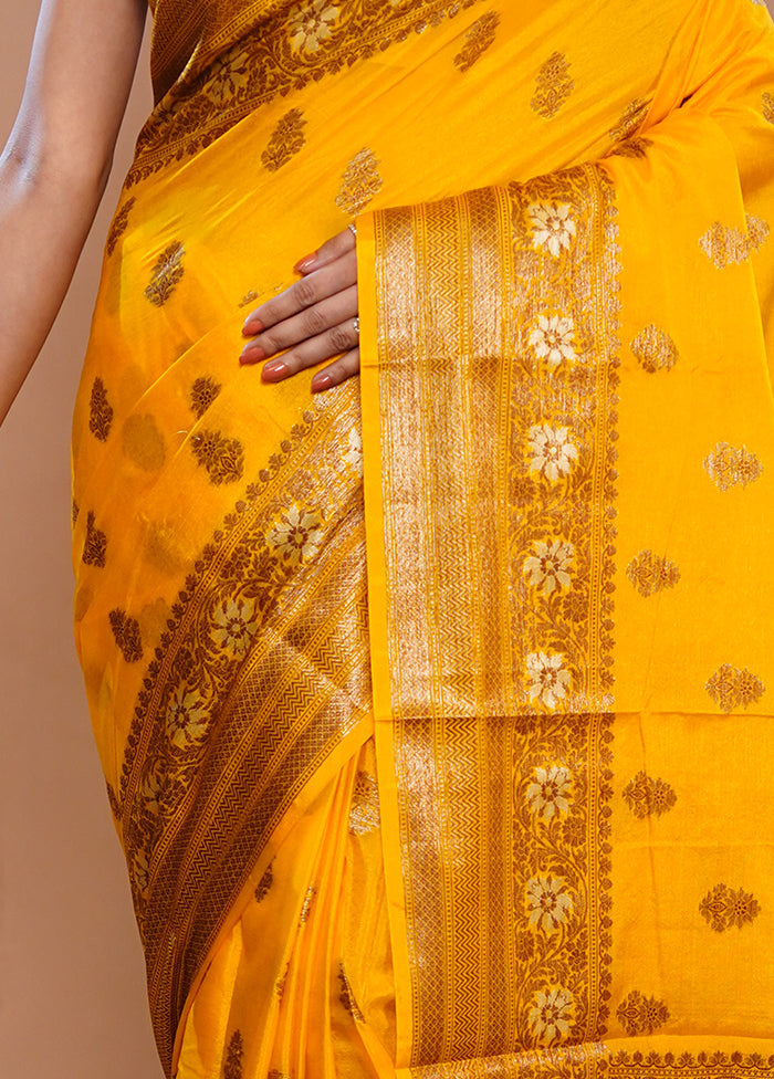 Yellow Tussar Silk Saree With Blouse Piece - Indian Silk House Agencies