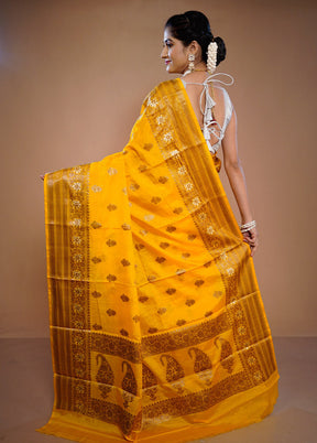 Yellow Tussar Silk Saree With Blouse Piece - Indian Silk House Agencies