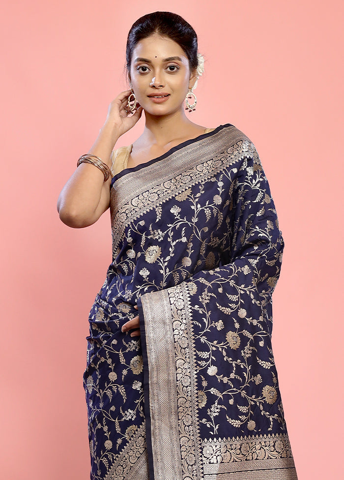 Blue Uppada Silk Saree With Blouse Piece - Indian Silk House Agencies