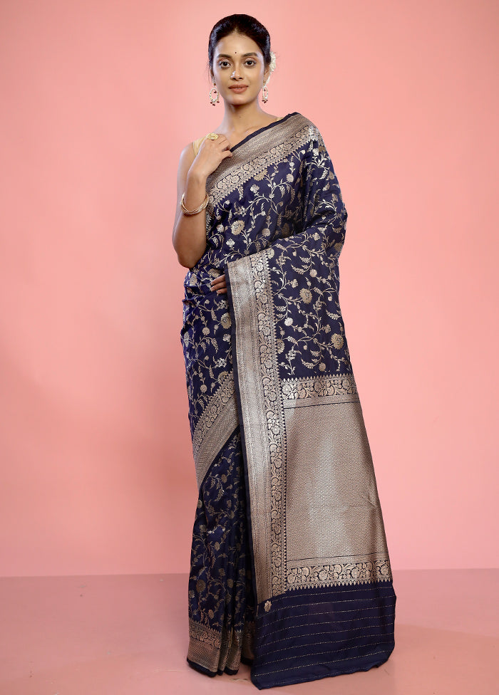 Blue Uppada Silk Saree With Blouse Piece - Indian Silk House Agencies