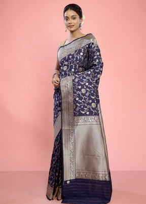 Blue Uppada Silk Saree With Blouse Piece - Indian Silk House Agencies