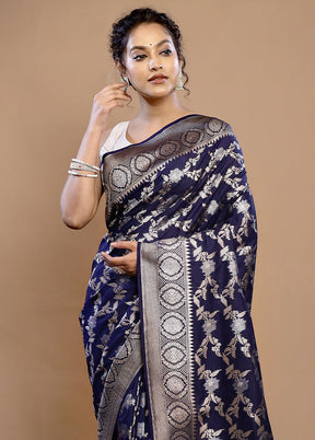 Blue Uppada Silk Saree With Blouse Piece - Indian Silk House Agencies