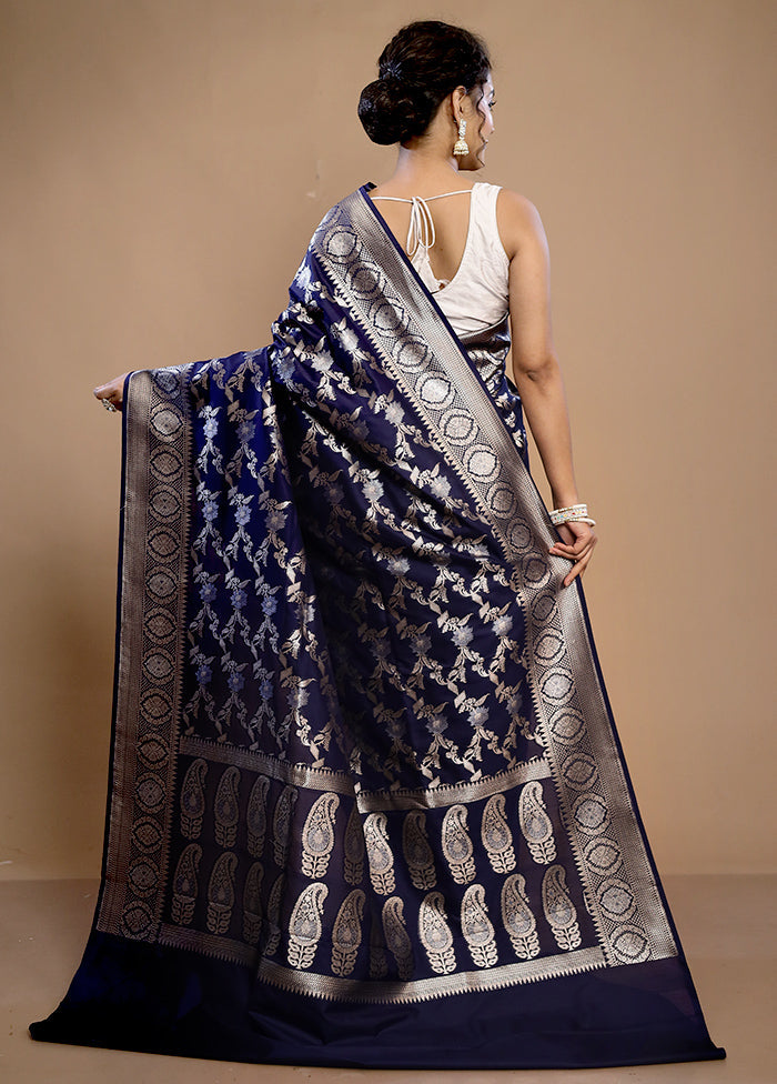 Blue Uppada Silk Saree With Blouse Piece - Indian Silk House Agencies