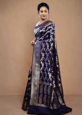 Blue Uppada Silk Saree With Blouse Piece - Indian Silk House Agencies