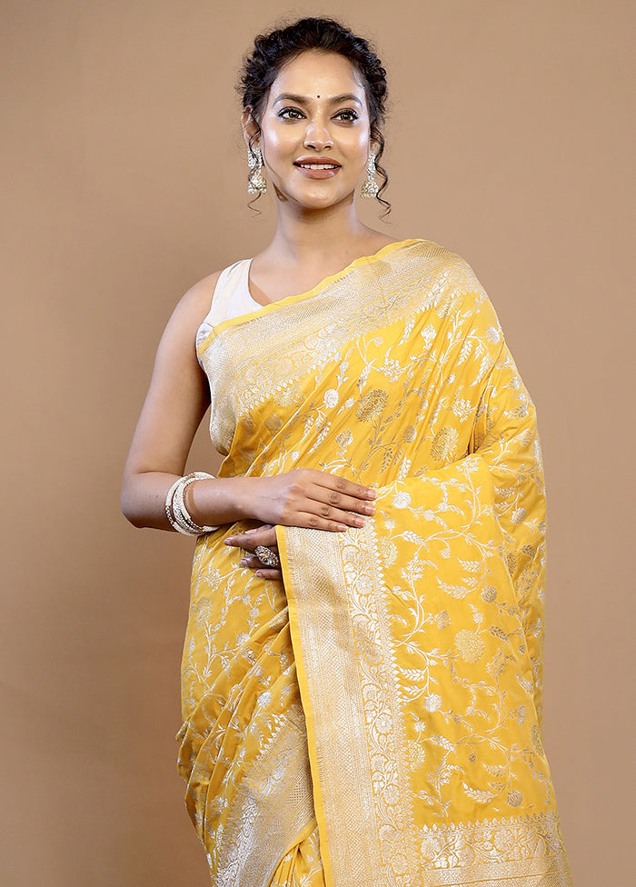 Yellow Uppada Silk Saree With Blouse Piece - Indian Silk House Agencies