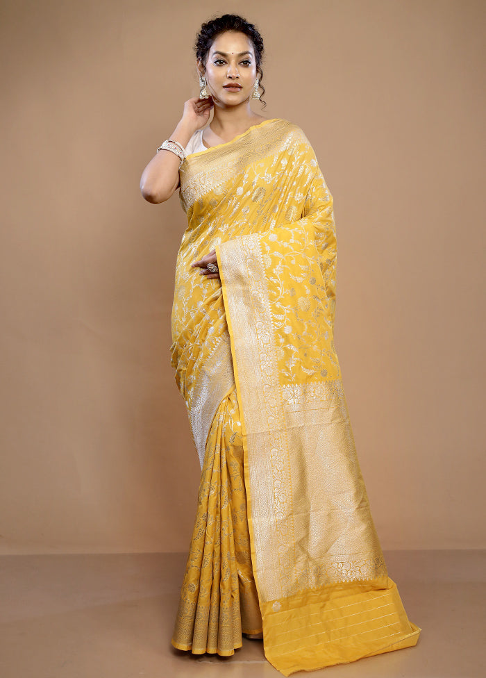 Yellow Uppada Silk Saree With Blouse Piece - Indian Silk House Agencies