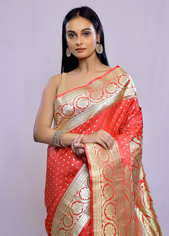 Pink Banarasi Silk Saree With Blouse Piece - Indian Silk House Agencies