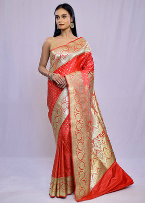 Pink Banarasi Silk Saree With Blouse Piece - Indian Silk House Agencies