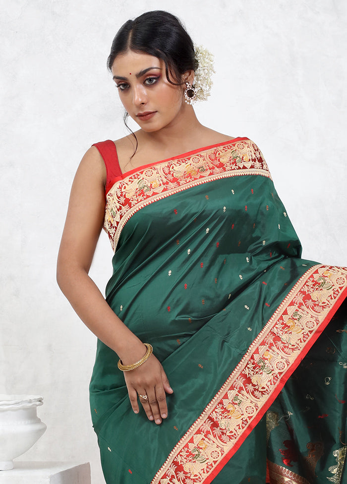 Green Katan Pure Silk Saree With Blouse Piece