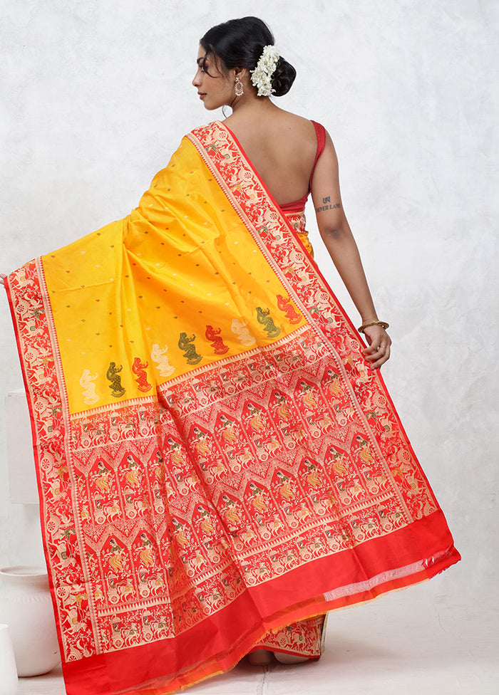 Yellow Katan Pure Silk Saree With Blouse Piece - Indian Silk House Agencies