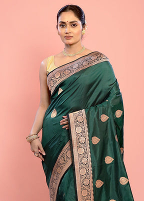 Green Katan Pure Silk Saree With Blouse Piece - Indian Silk House Agencies