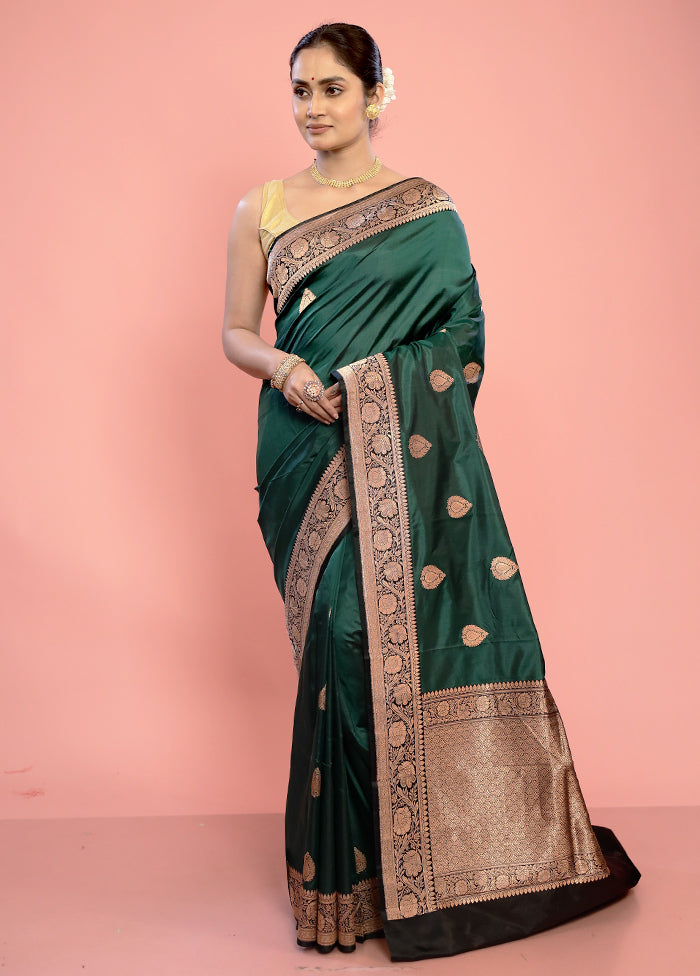 Green Katan Pure Silk Saree With Blouse Piece - Indian Silk House Agencies