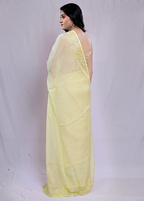 Yellow Organza Saree With Blouse Piece - Indian Silk House Agencies