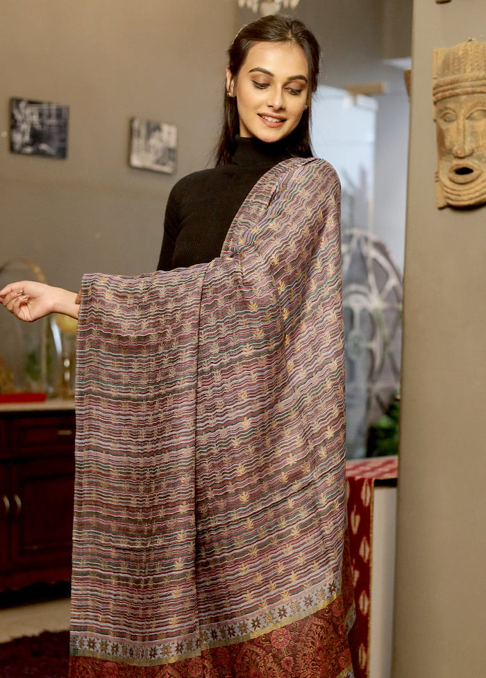 Cream Woolen Zari Woven Work Shawl - Indian Silk House Agencies