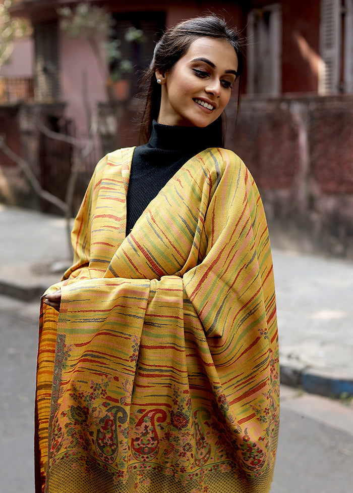 Red Woolen Zari Woven Work Shawl - Indian Silk House Agencies