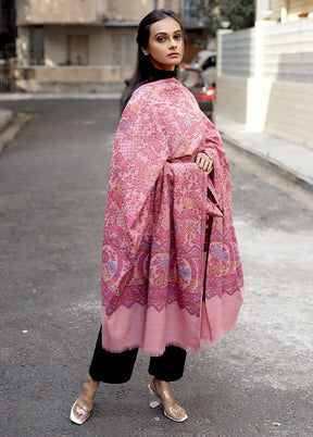 Black Woolen Zari Woven Work Shawl - Indian Silk House Agencies