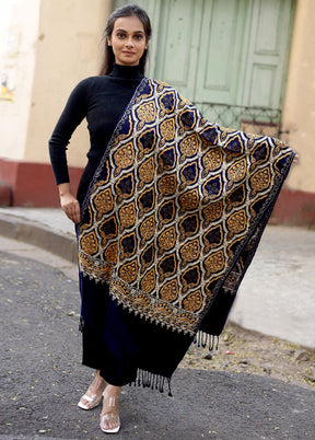 Multicolor Woolen Zari Woven Work Shawl - Indian Silk House Agencies