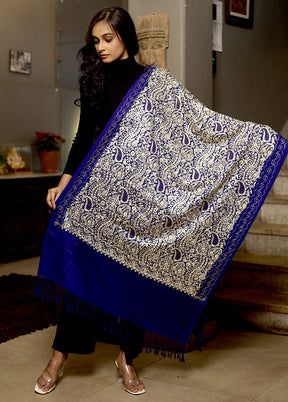 Multicolor Woolen Zari Woven Work Shawl - Indian Silk House Agencies