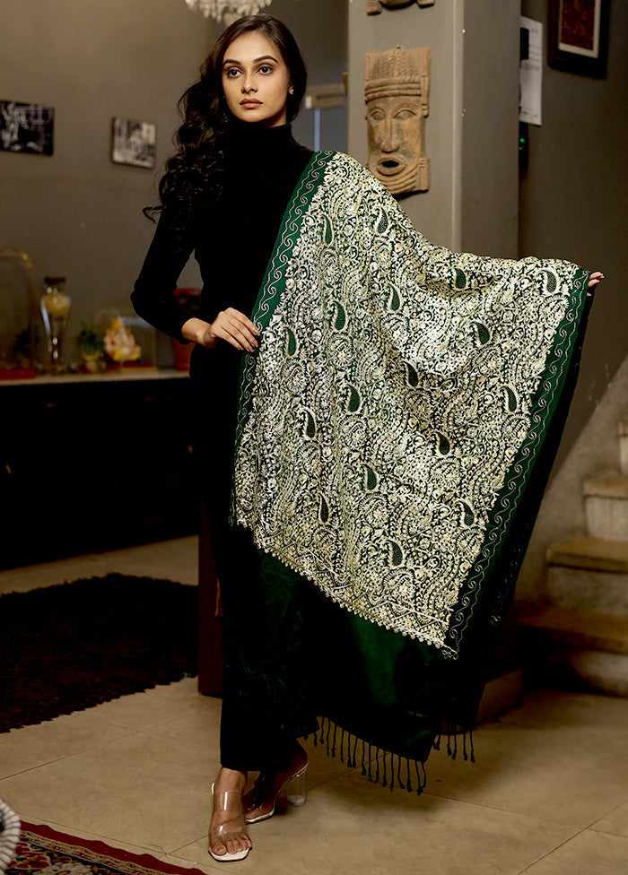 Multicolor Woolen Zari Woven Work Shawl - Indian Silk House Agencies