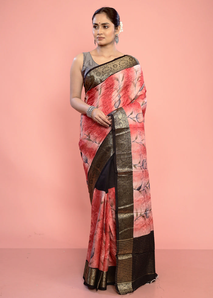 Pink Dupion Silk Saree With Blouse Piece - Indian Silk House Agencies