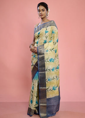 Cream Dupion Silk Saree With Blouse Piece - Indian Silk House Agencies