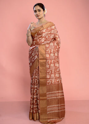 Cream Tussar Silk Saree With Blouse Piece - Indian Silk House Agencies