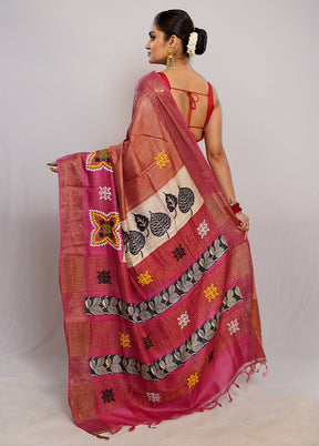 Brown Tussar Pure Silk Saree With Blouse Piece - Indian Silk House Agencies