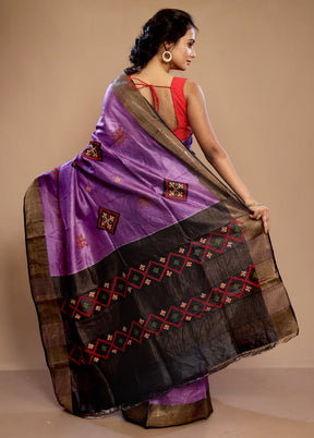 Purple Tussar Pure Silk Saree With Blouse Piece - Indian Silk House Agencies