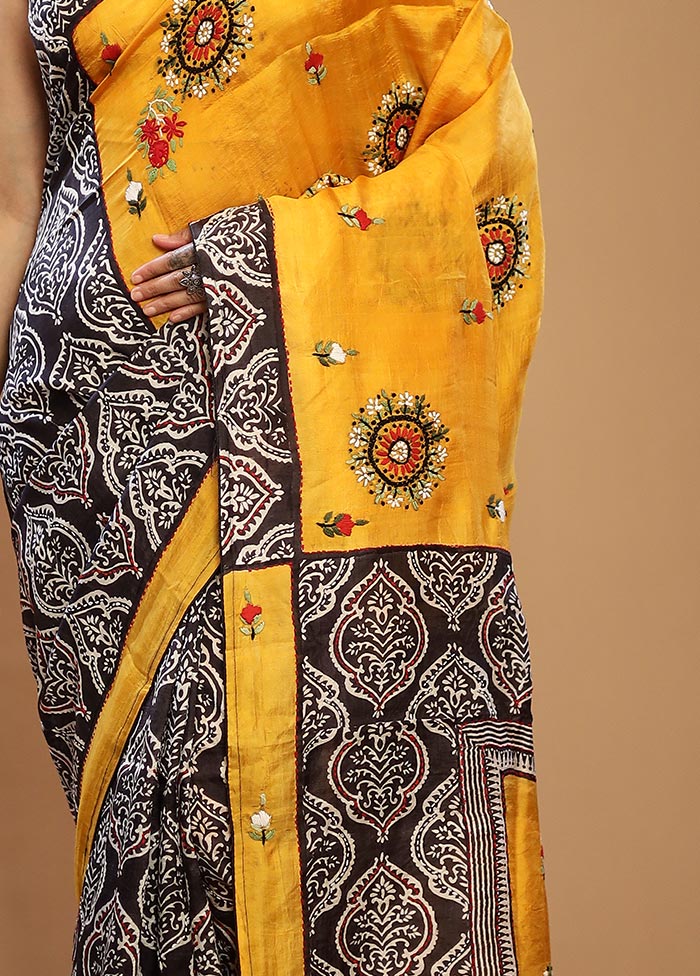 Yellow Tussar Pure Silk Saree With Blouse Piece - Indian Silk House Agencies