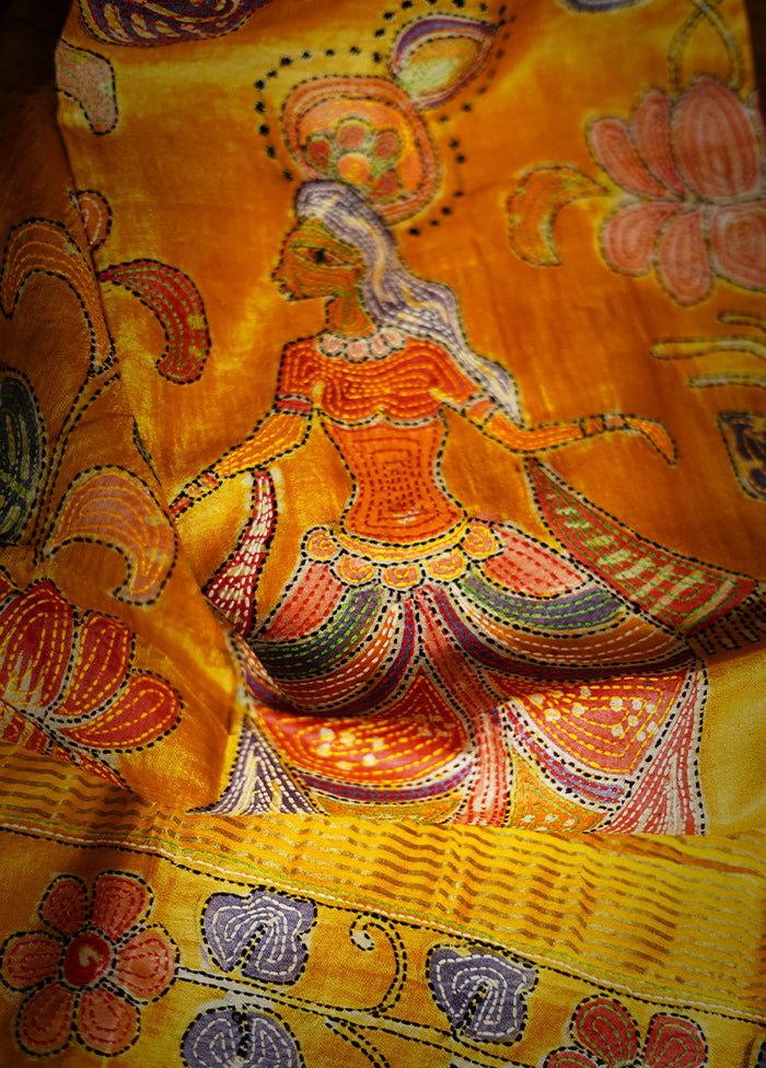 Yellow Tussar Pure Silk Saree With Blouse Piece - Indian Silk House Agencies