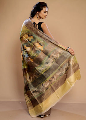 Yellow Tussar Silk Saree With Blouse Piece - Indian Silk House Agencies