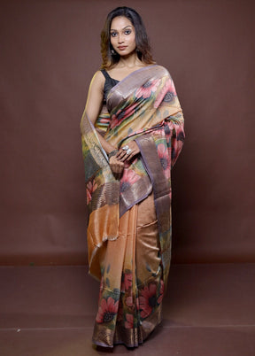 Multicolor Tussar Silk Saree With Blouse Piece