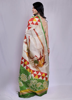 Red Printed Pure Silk Saree With Blouse Piece - Indian Silk House Agencies