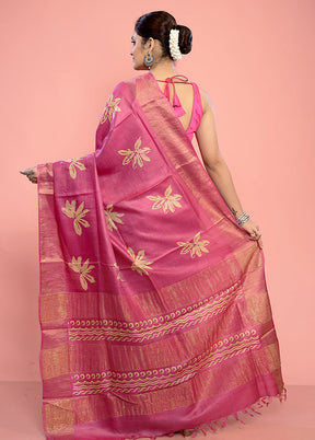 Pink Tussar Silk Saree With Blouse Piece - Indian Silk House Agencies