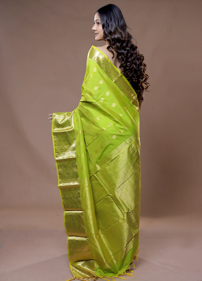 Green Pure Dharmavaram Kanjivaram Silk Saree With Blouse Piece - Indian Silk House Agencies