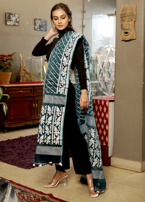 Green Jamdani Woven Dupatta - Indian Silk House Agencies