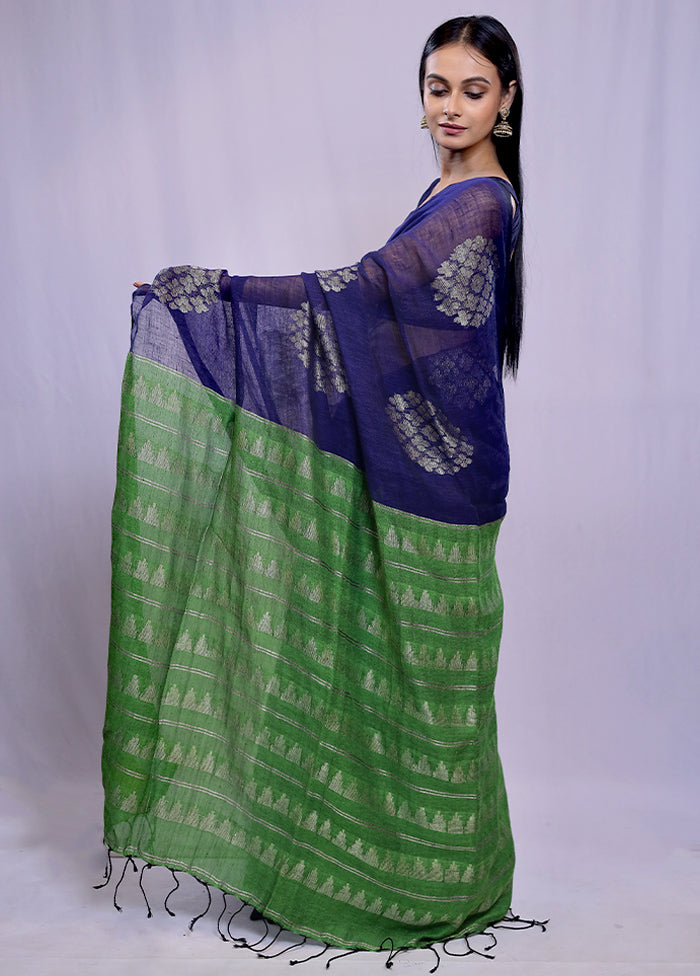 Blue Matka Silk Saree With Blouse Piece - Indian Silk House Agencies