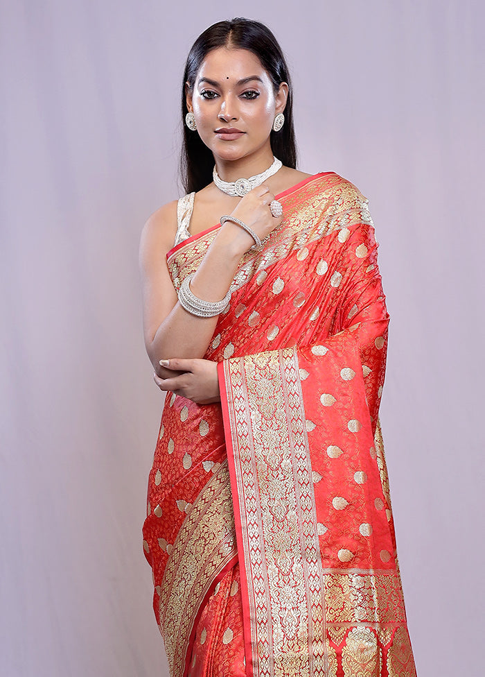 Pink Banarasi Silk Saree With Blouse Piece - Indian Silk House Agencies