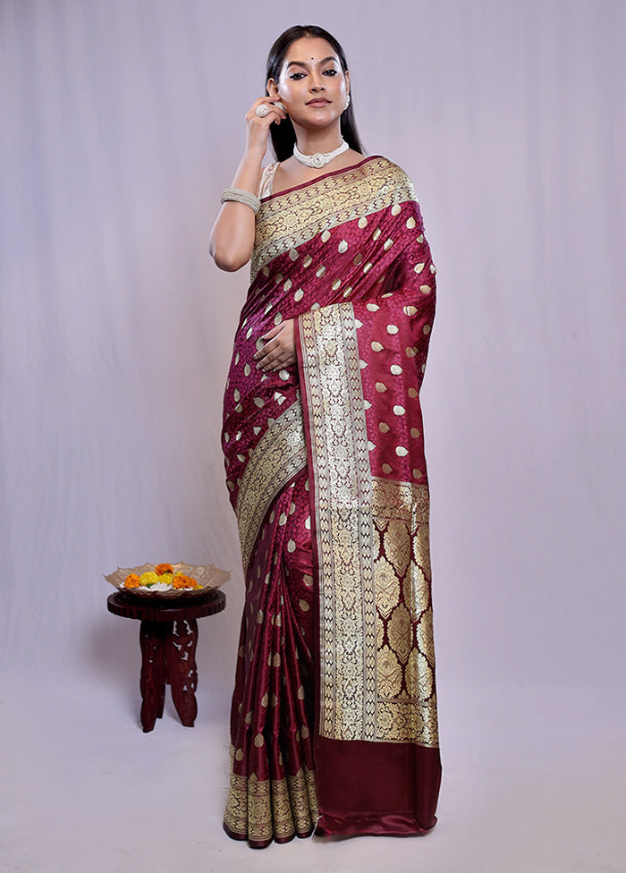 Purple Banarasi Silk Saree With Blouse Piece - Indian Silk House Agencies