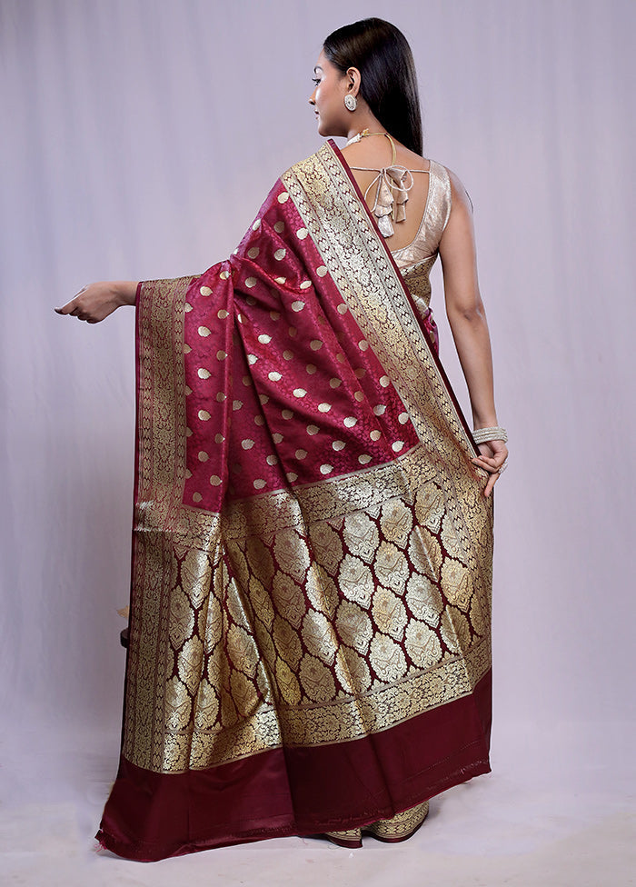 Purple Banarasi Silk Saree With Blouse Piece - Indian Silk House Agencies