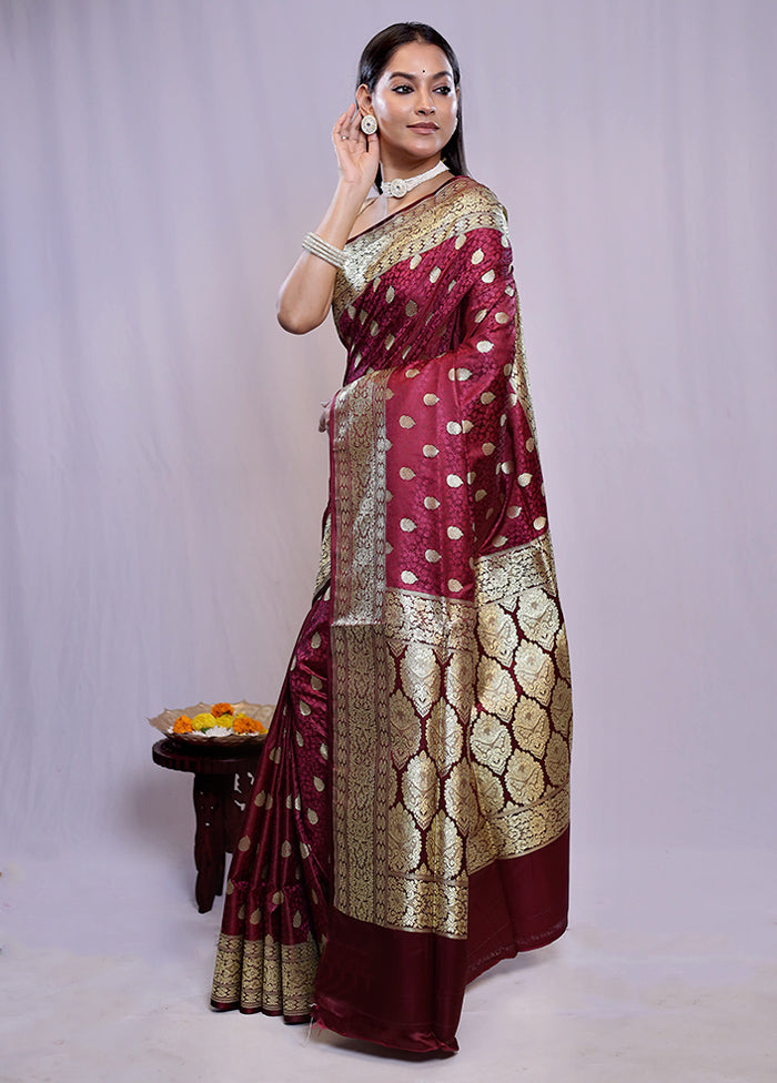 Purple Banarasi Silk Saree With Blouse Piece - Indian Silk House Agencies