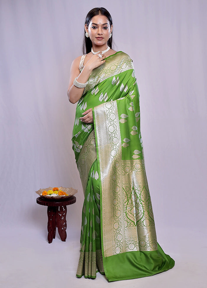 Green Uppada Silk Saree With Blouse Piece - Indian Silk House Agencies