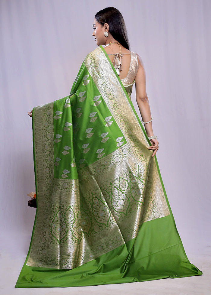 Green Uppada Silk Saree With Blouse Piece - Indian Silk House Agencies